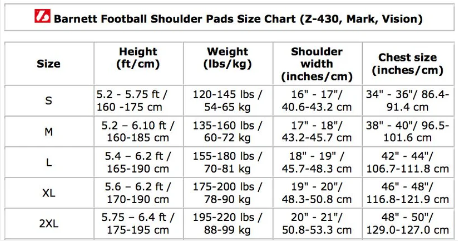 Guide des tailles épaulière présentation épaulière Football Américain